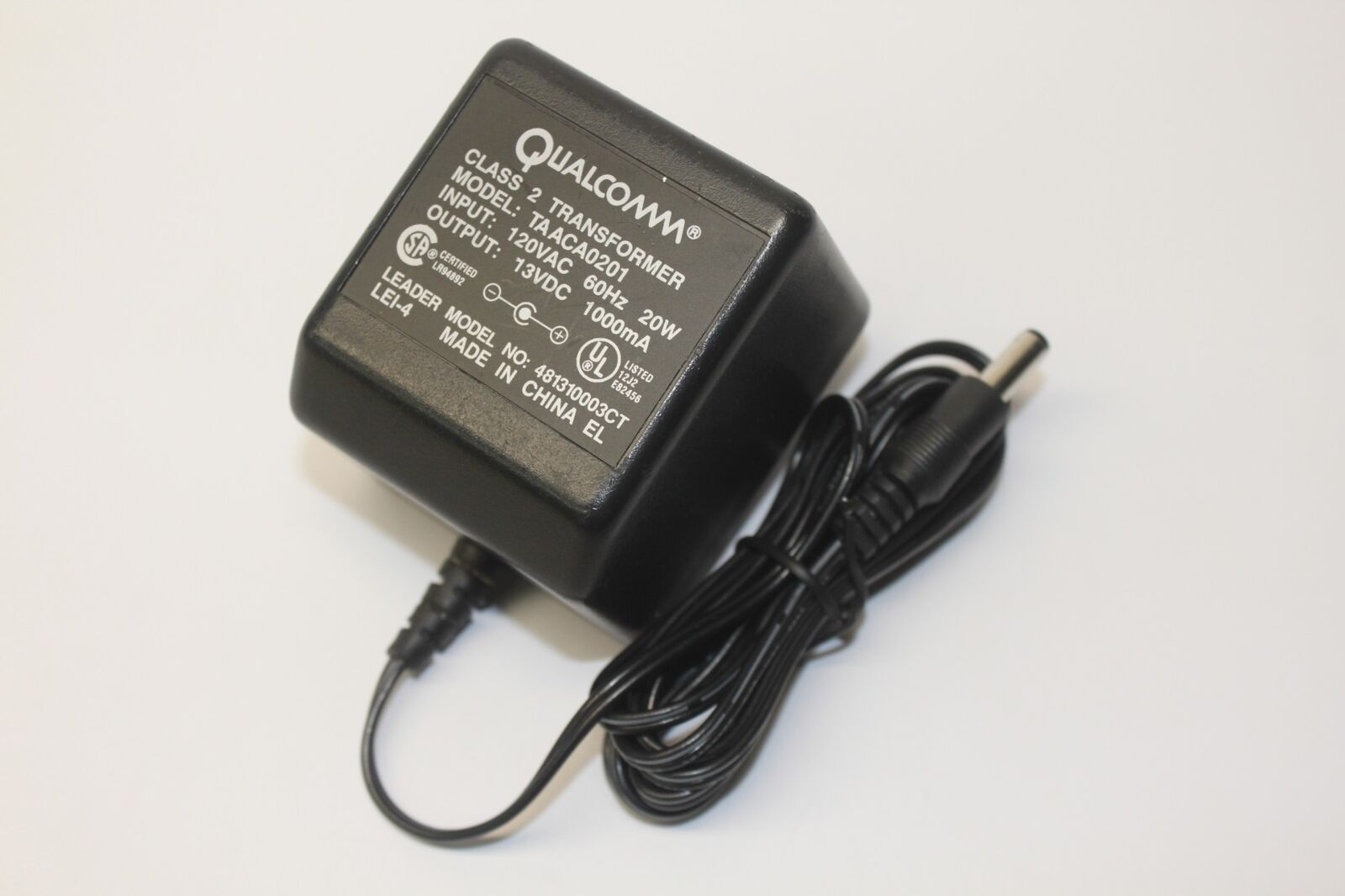 Genuine Qualcomm TA ACA0201 AC Adapter Class 2 Transformer Output 13V 1000mA Brand: Qualcomm Typ